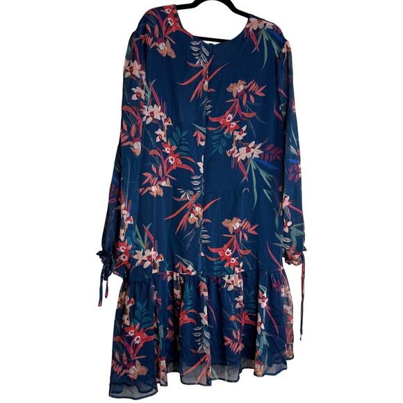 Standards & Practices Dress Womens 3X Tropical Chiffon Floral Boho Flattering - Picture 3 of 16